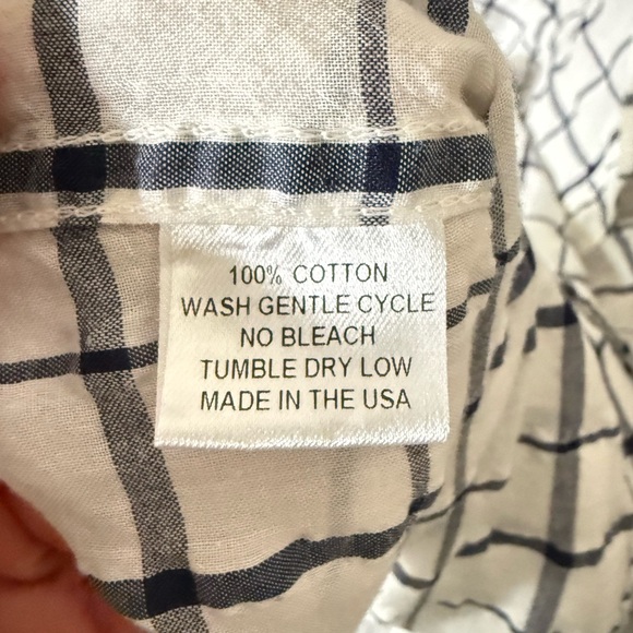 American Colors | Airy White and Navy Organic Cotton Grid Top – Lightweight | S - Picture 4 of 11